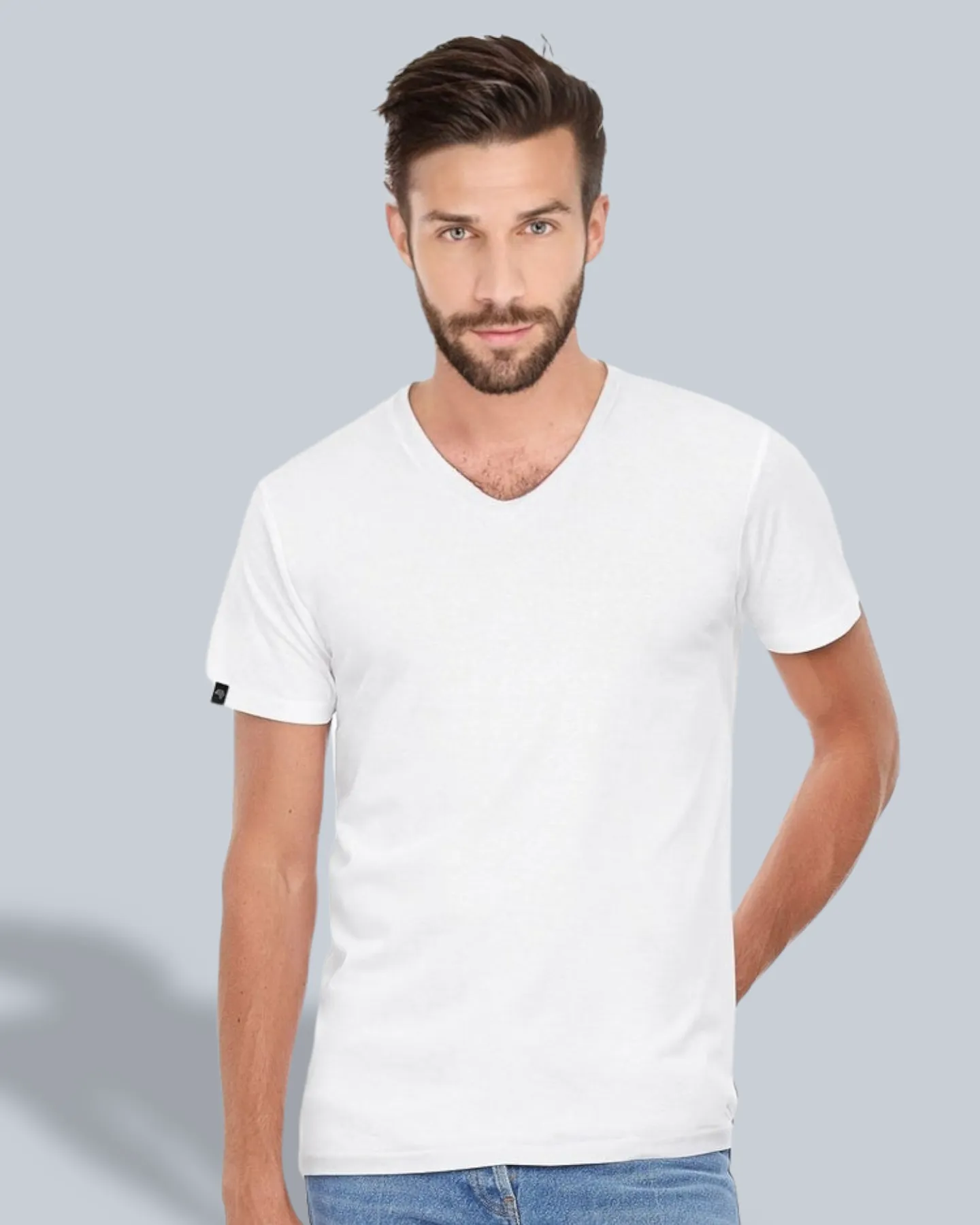 ― % ― BAC TM044 ― Unisex Bio-Baumwolle V-Neck T-Shirt - Schwarz [3XL]