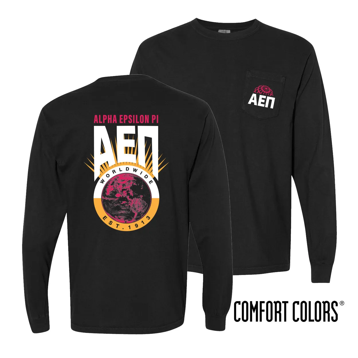 AEPi Comfort Colors Retro Worldwide Long Sleeve Tee