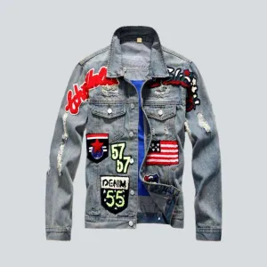 American-style patched denim jacket