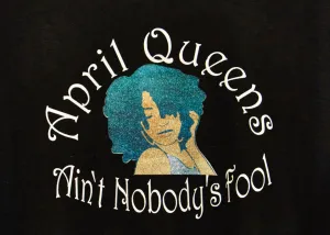 April "Full Glitter" Black Birthday T-Shirt (V-Neck)