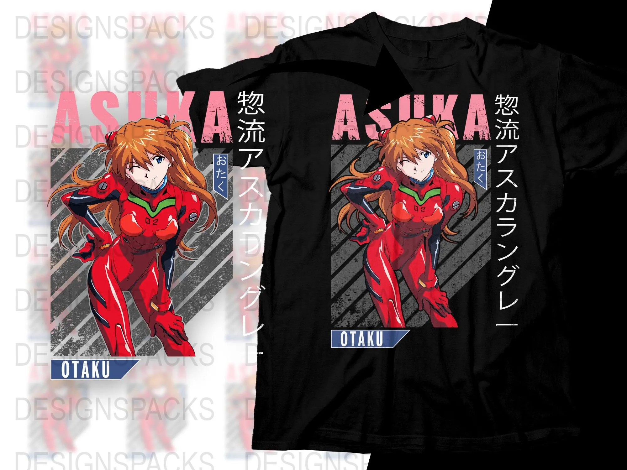 Asuka Anime Otaku Graphic Bold Design Png Digital Download