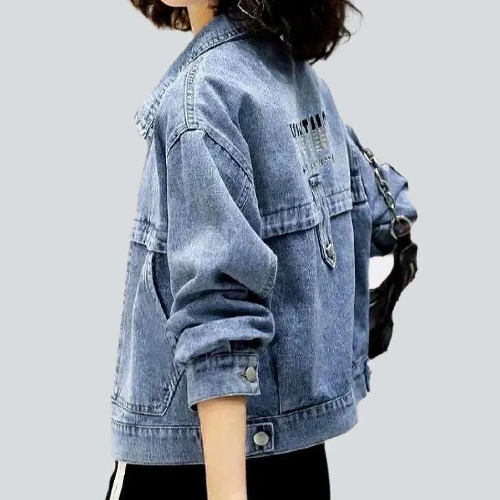 Back embroidery women's denim jacket