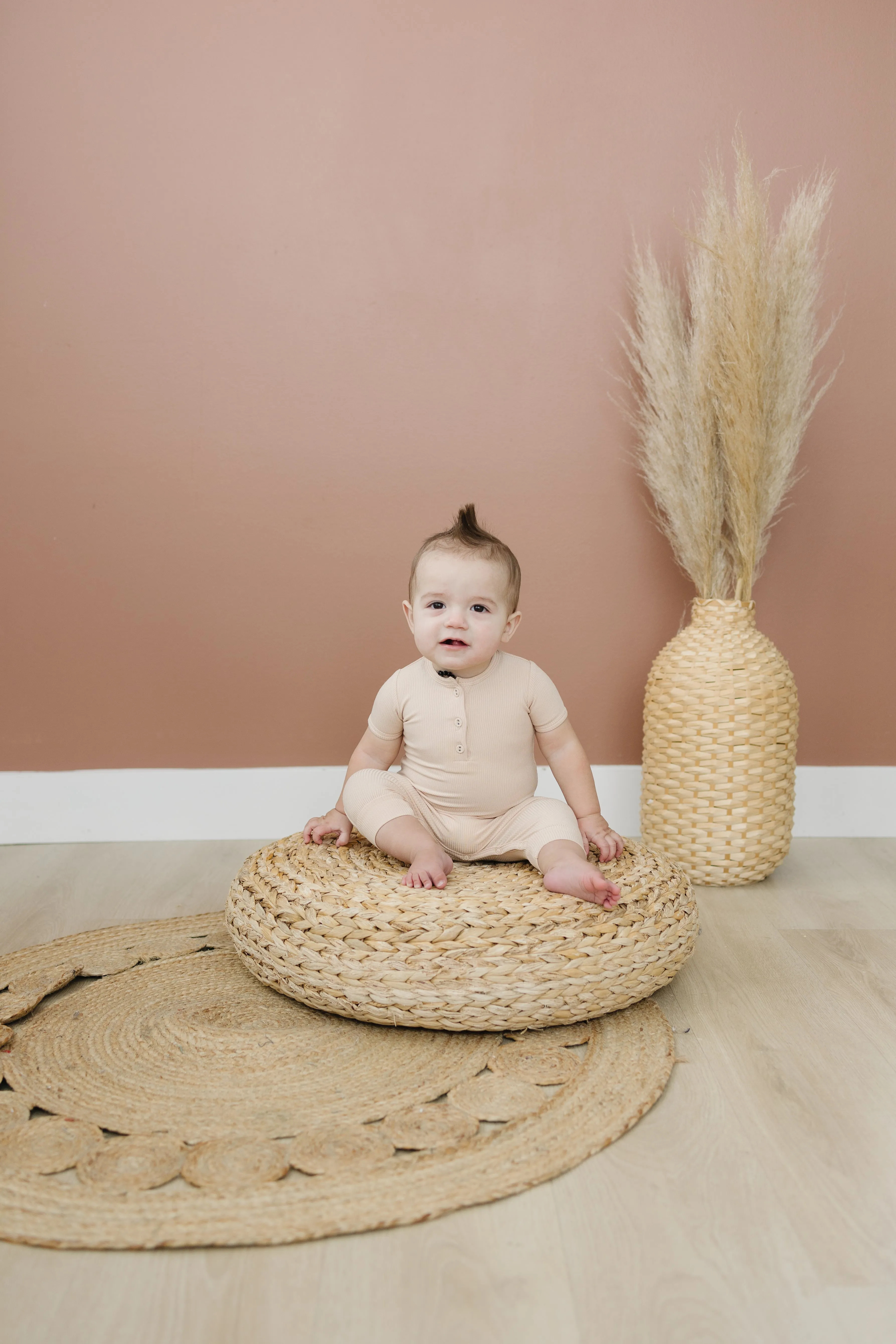 Bamboo Ribbed Short Sleeve Romper