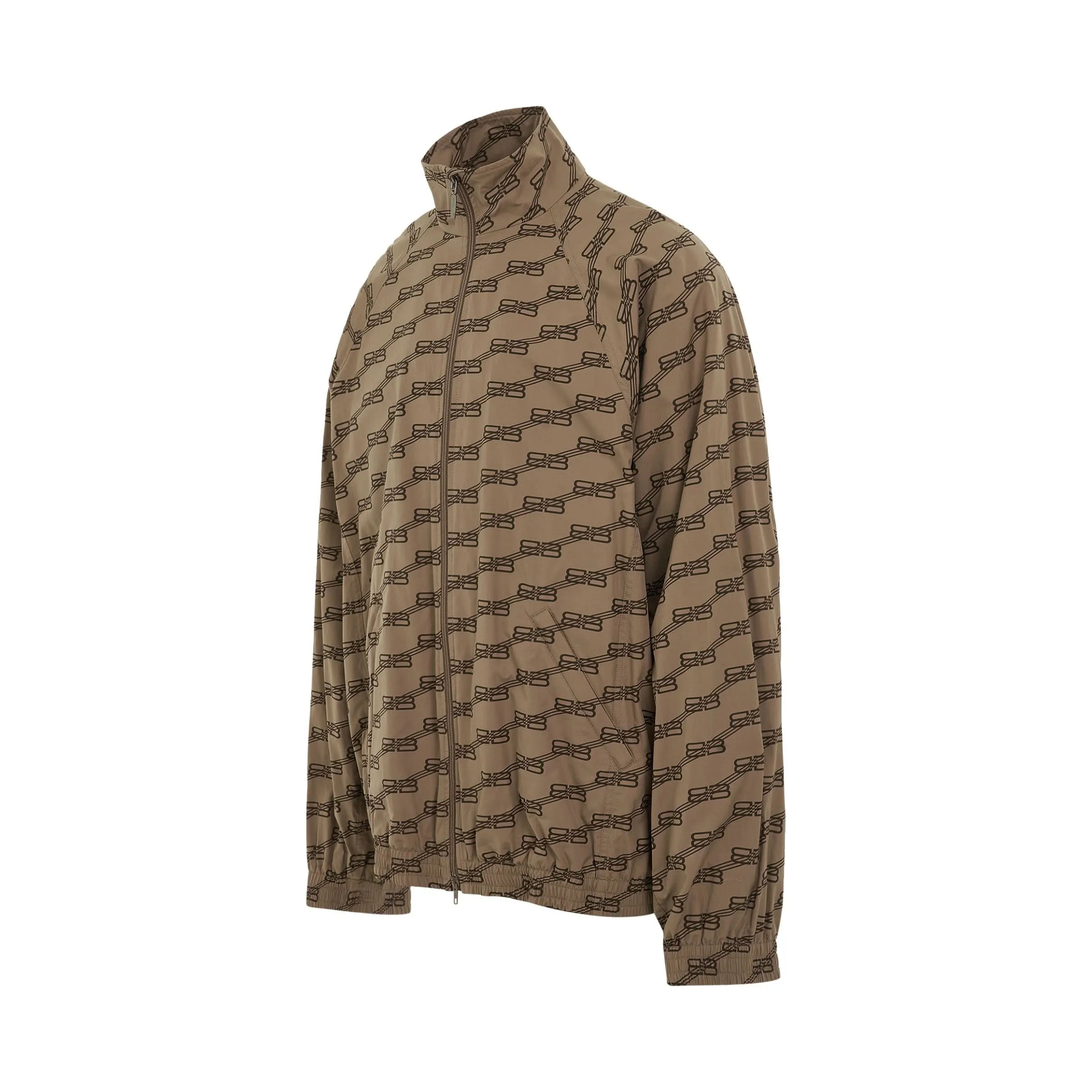 BB Monogram Regular Fit Tracksuit Jacket in Beige/Brown