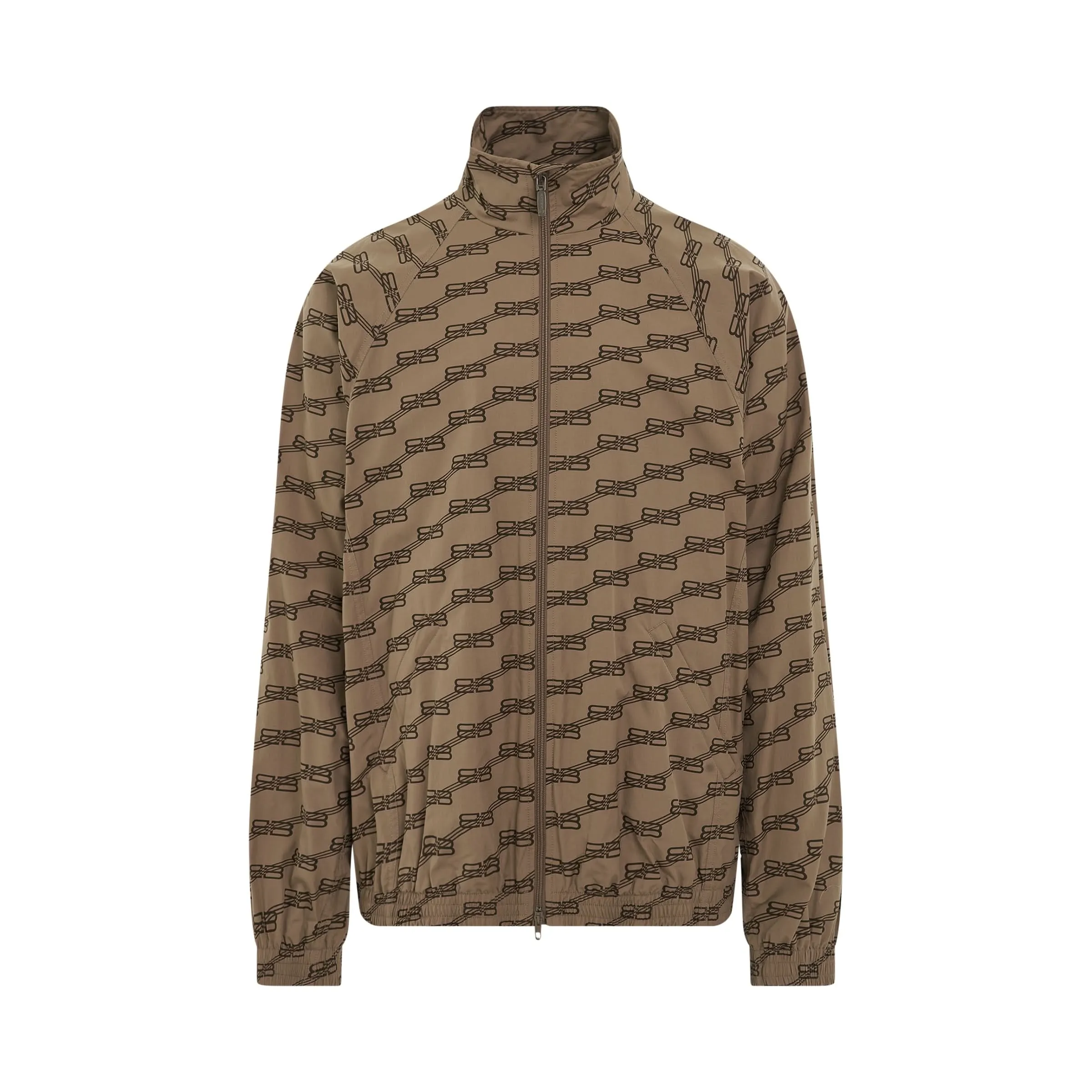 BB Monogram Regular Fit Tracksuit Jacket in Beige/Brown