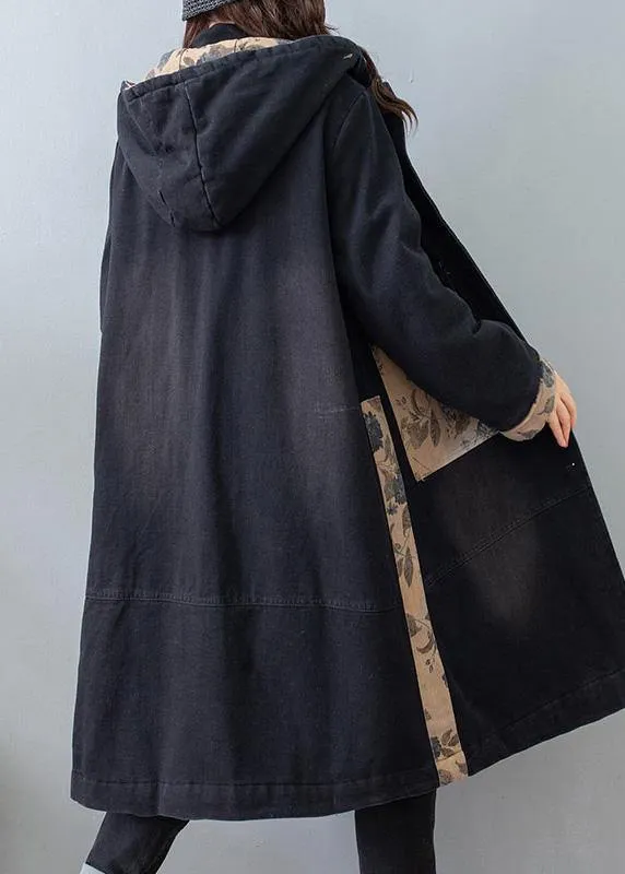 Beautiful Denim Black Quality Clothes For Tutorials Hooded Pockets Coats