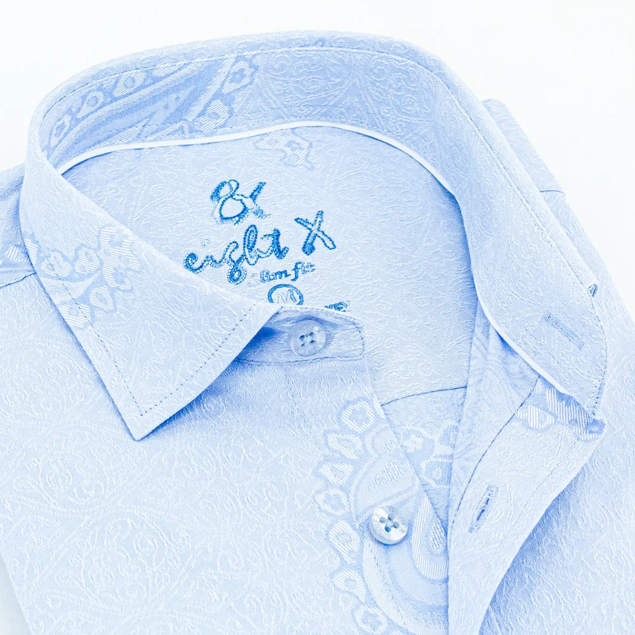 Big Paisley Jacquard Button Down Shirt - Light Blue