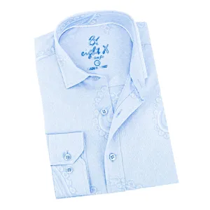 Big Paisley Jacquard Button Down Shirt - Light Blue