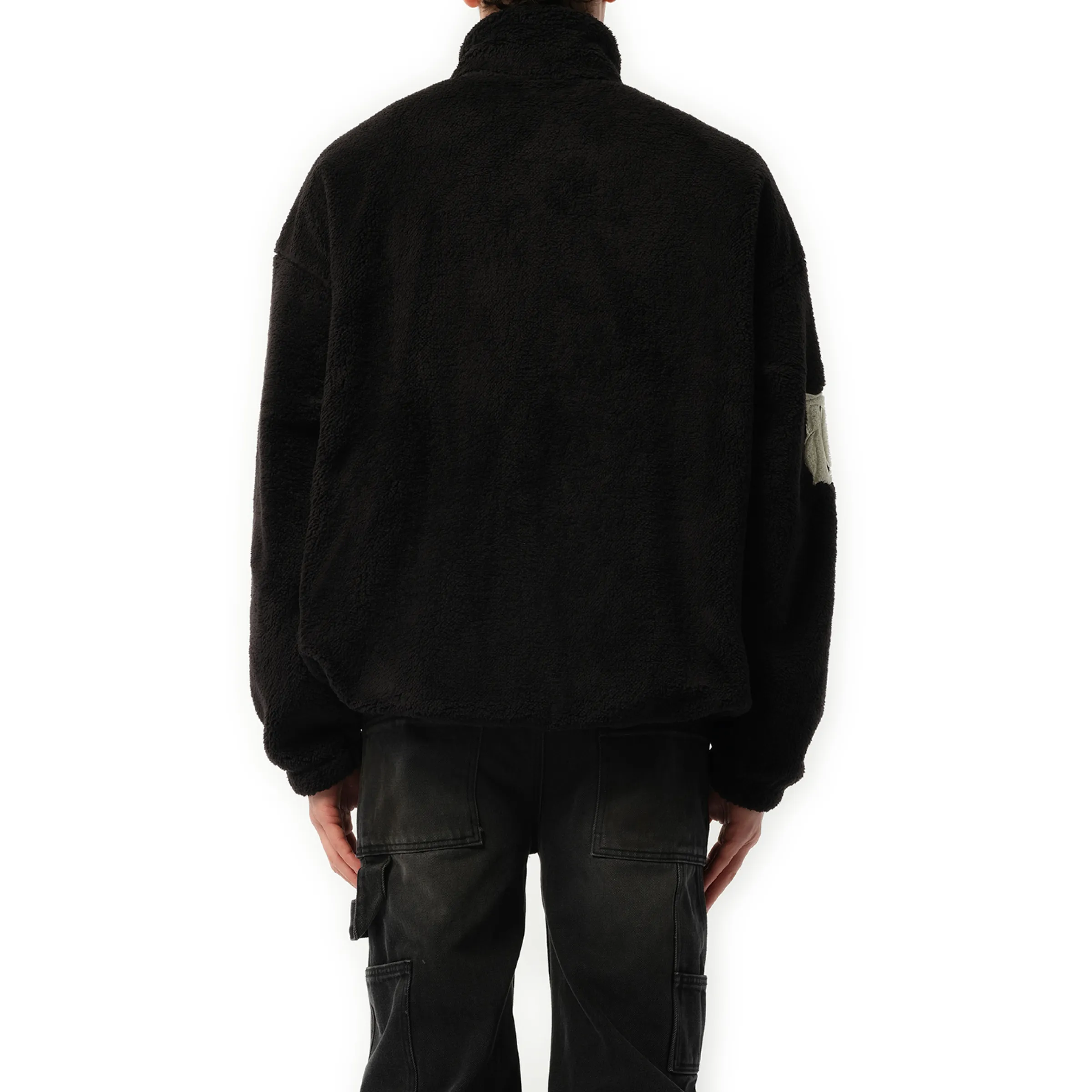 Boucle Letter Logo Fleece Zip-Up in Black