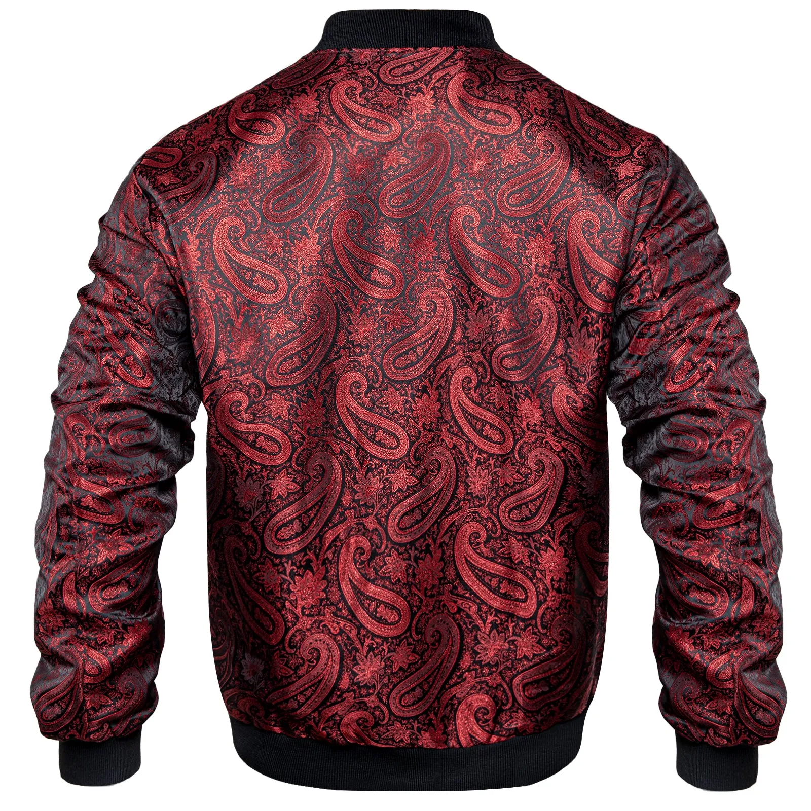 Burgundy Red Paisley Men's Zipper Thin Jacket