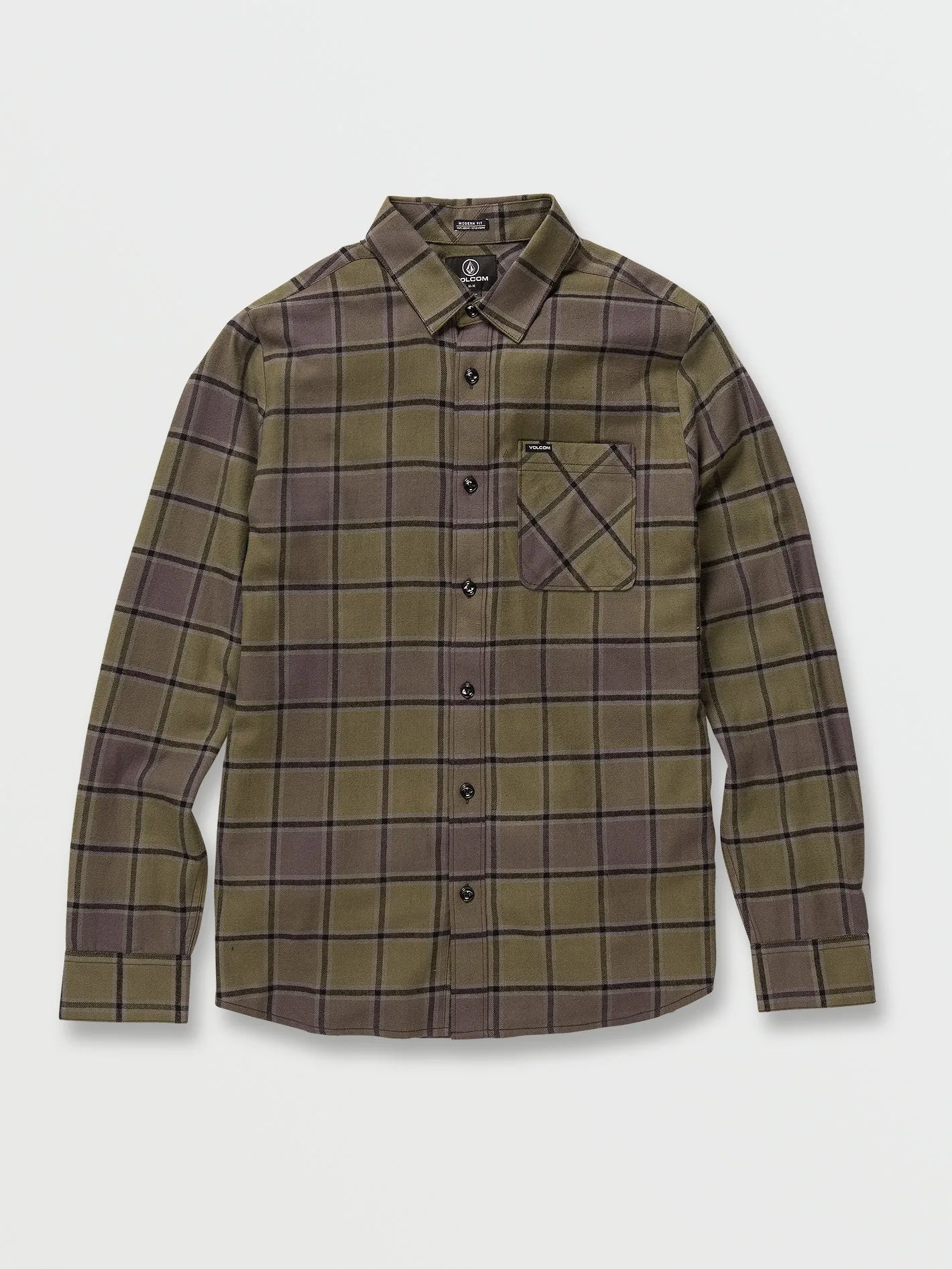 Caden Plaid Long Sleeve Flannel - Military