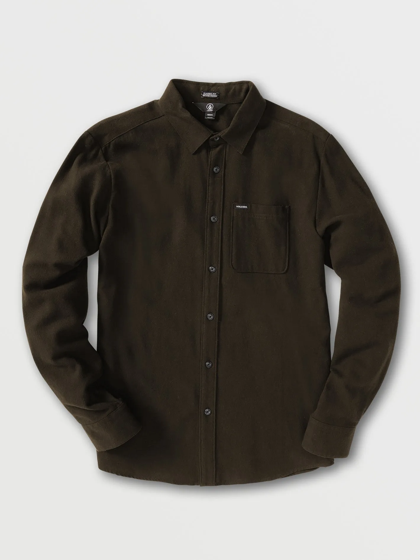 Caden Solid Long Sleeve Shirt - Dark Brown