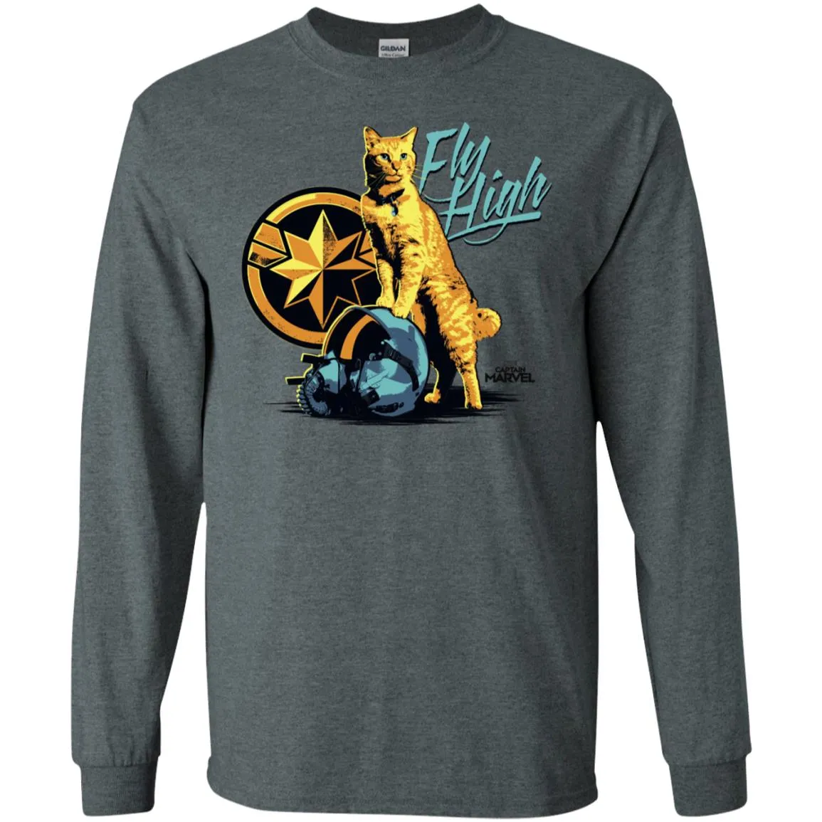 Captain Marvel Symbol Goose Fly High Men Long Sleeve Shirt