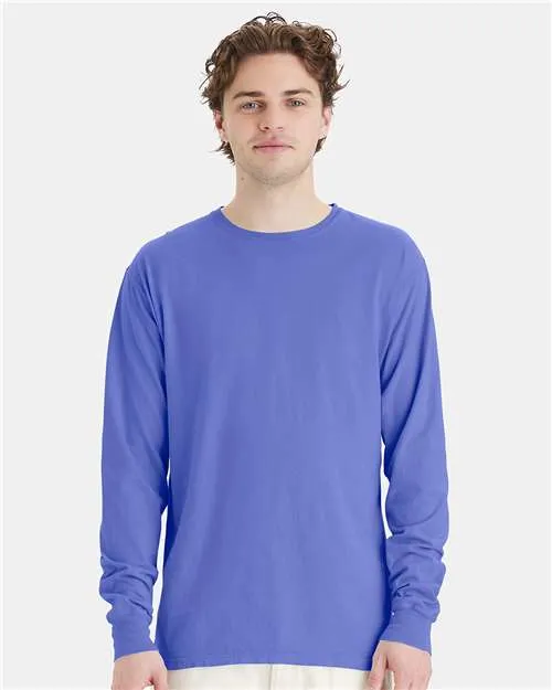 Custom Embroidered - ComfortWash by Hanes - Garment-Dyed Long Sleeve T-Shirt - Deep Forte Blue - GDH200