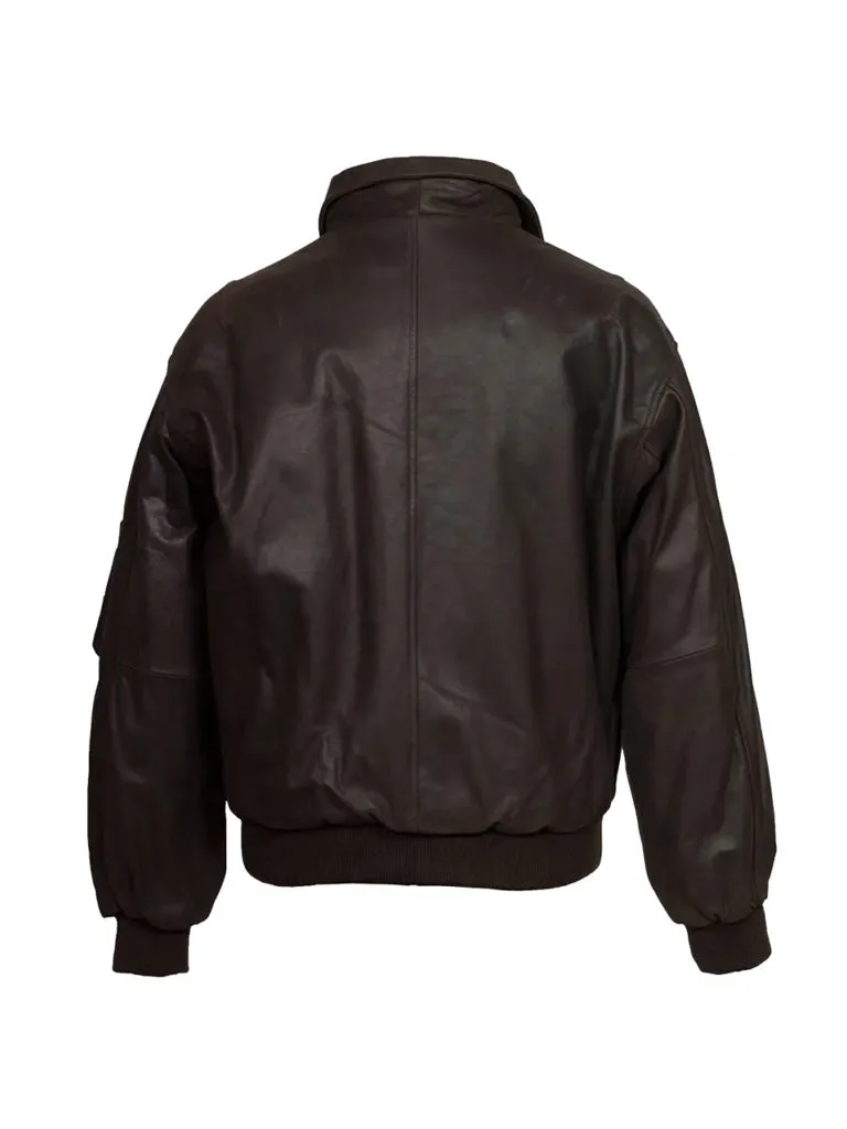 Dark Brown Bomber Suede Leather Jacket