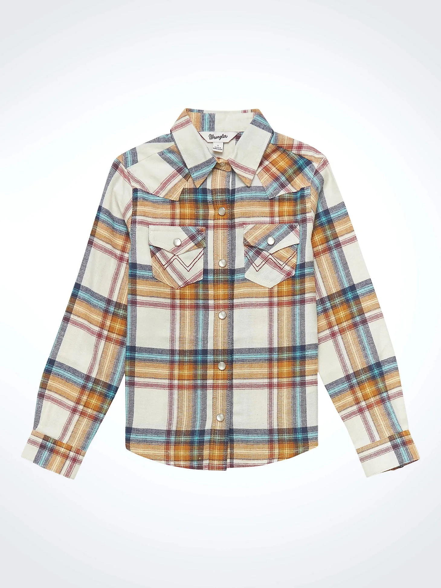 Girl's Wrangler Flannel Plaid Long Sleeve Snap Shirt