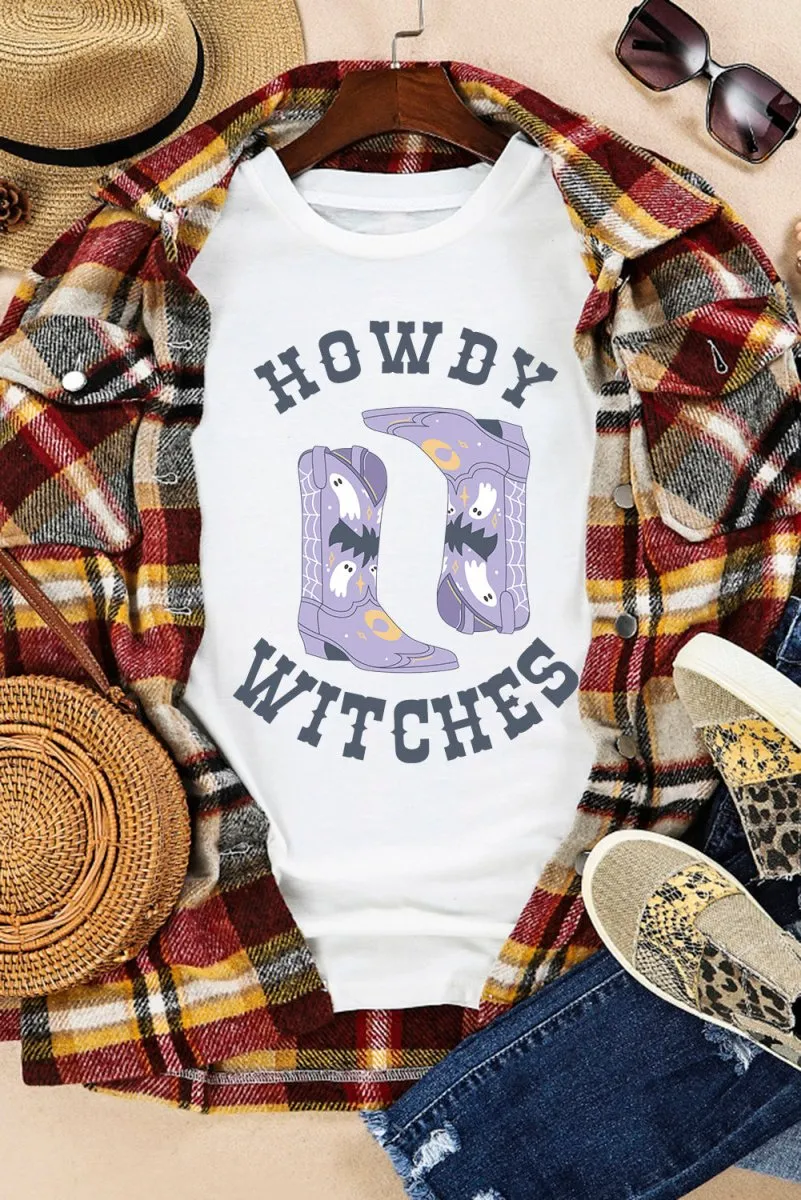 Halloween "HOWDY WITCHES" Boots T Shirt