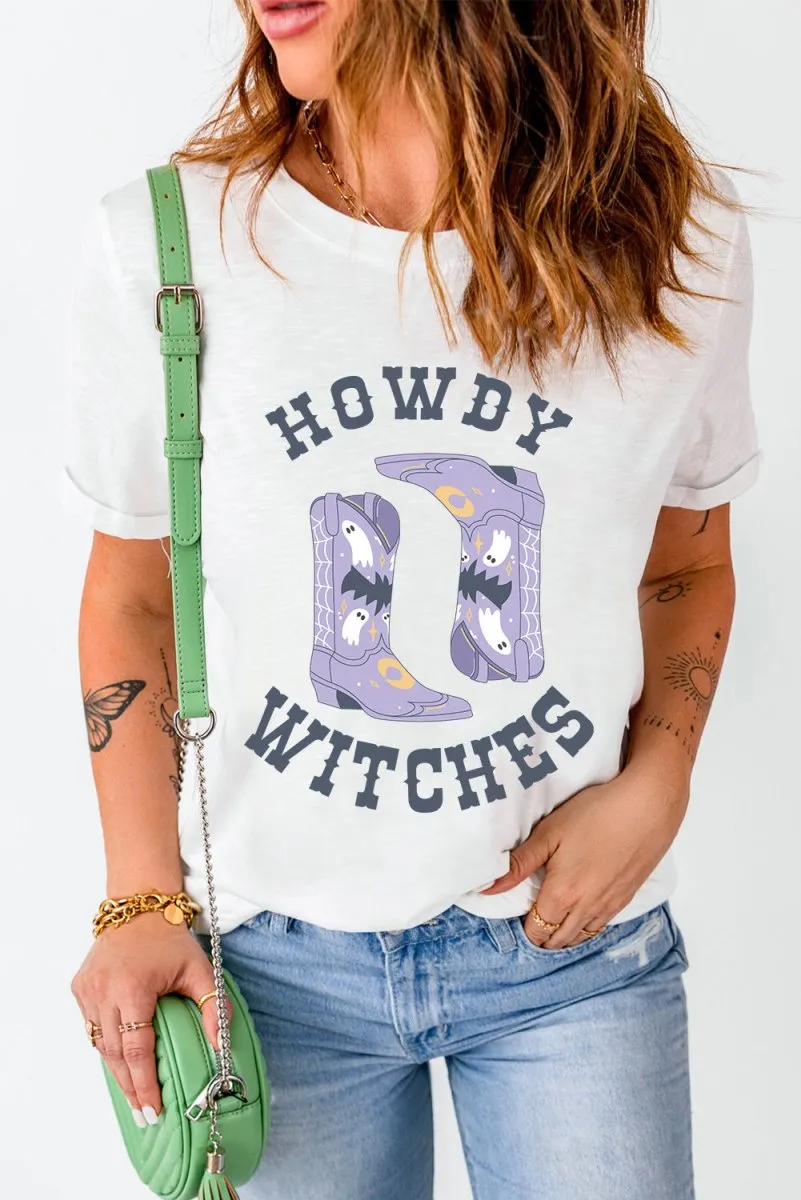 Halloween "HOWDY WITCHES" Boots T Shirt