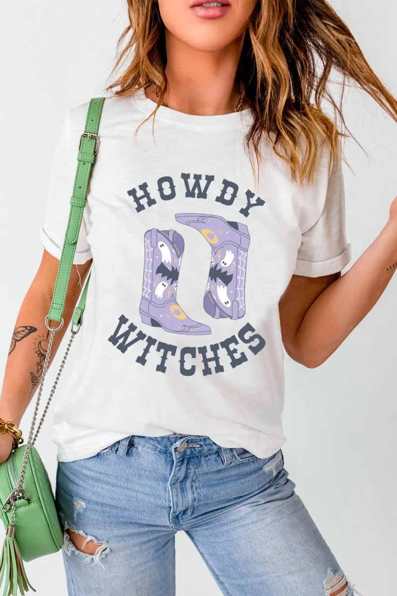 Halloween "HOWDY WITCHES" Boots T Shirt