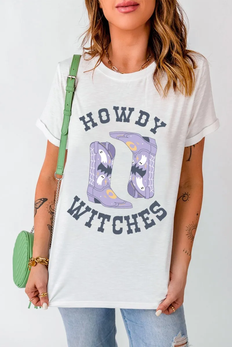 Halloween "HOWDY WITCHES" Boots T Shirt