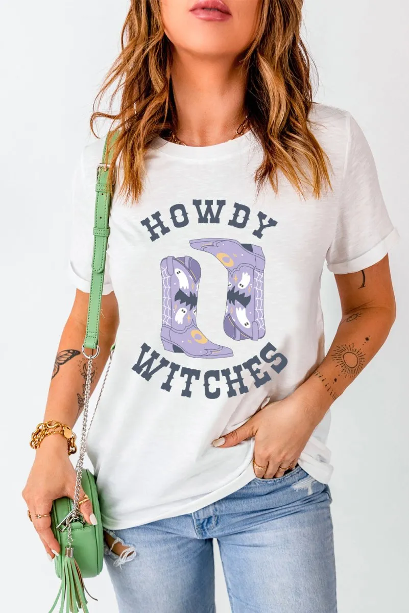 Halloween "HOWDY WITCHES" Boots T Shirt