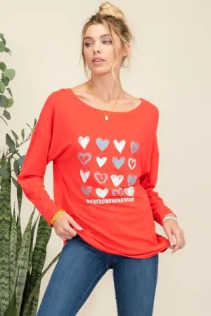 Heart Graphic Long Sleeve T-Shirt