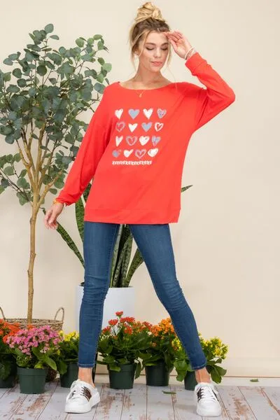 Heart Graphic Long Sleeve T-Shirt