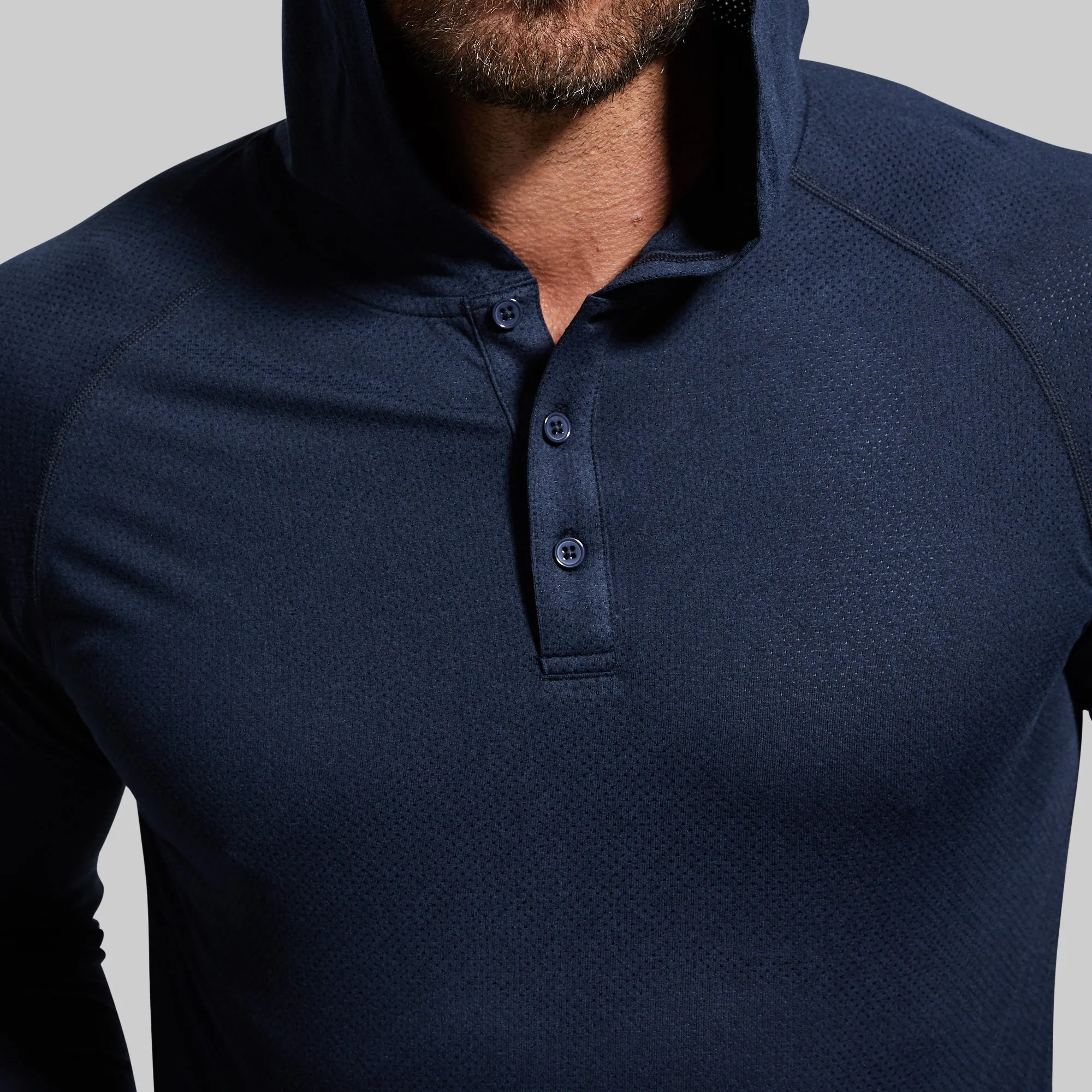 Heritage Henley Hoodie (Heather Navy)