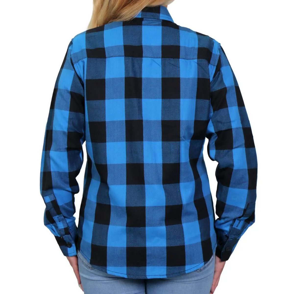 Hot Leathers FLL3004 Ladies Black and Aqua Long Sleeve Flannel