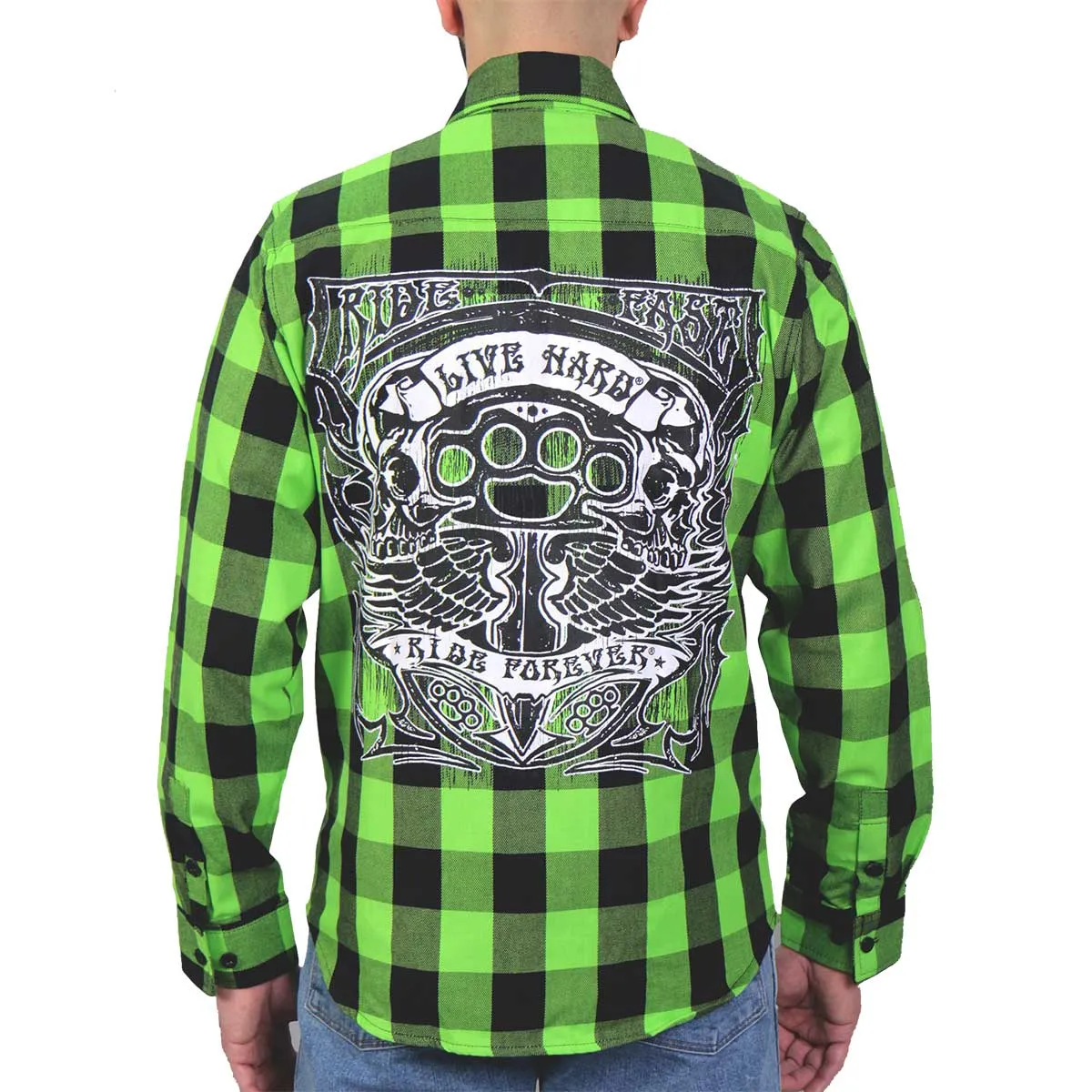 Hot Leathers FLM2106 Men's Brass Knuckles Flannel Long Sleeve Shirt