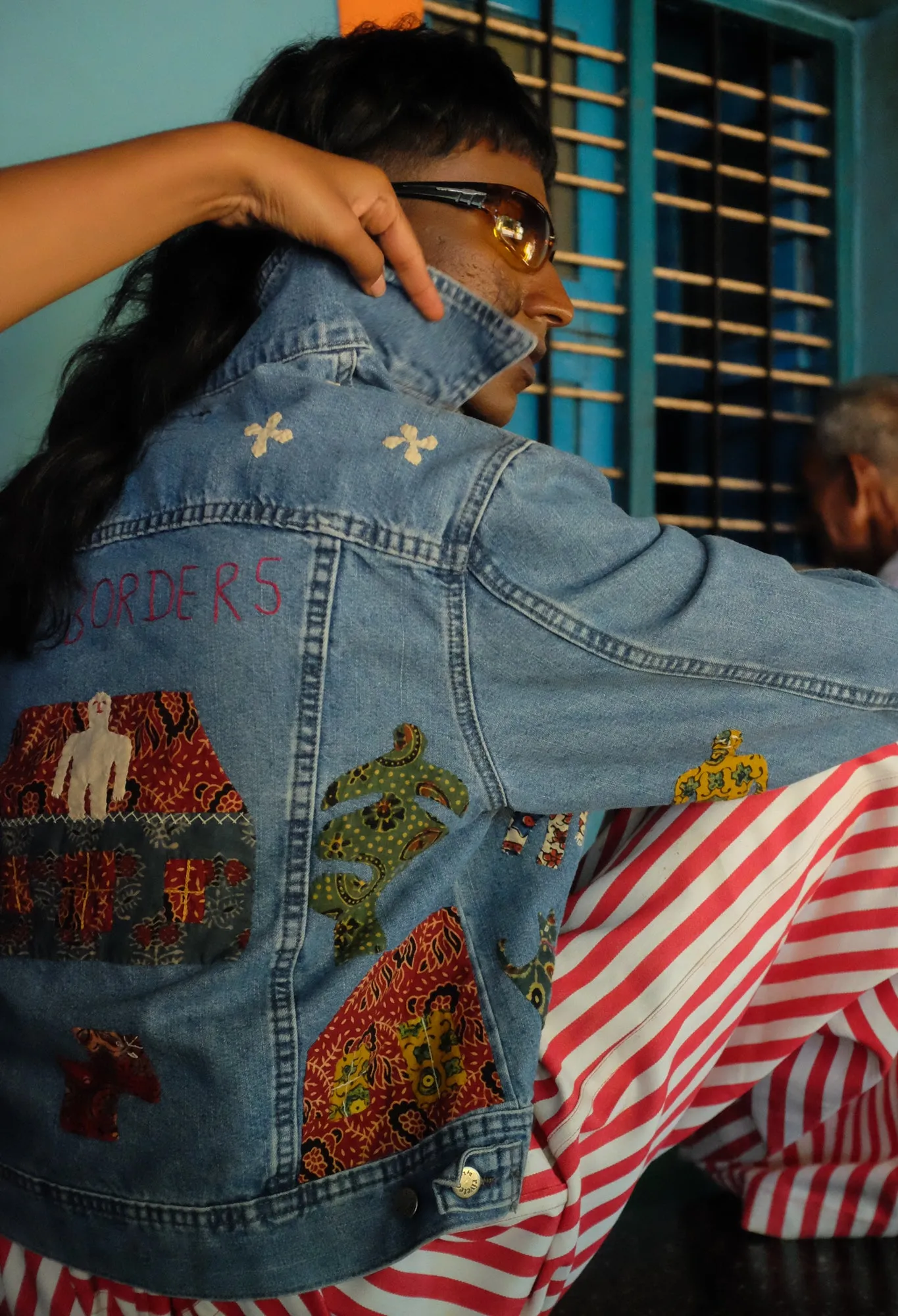 Kala Raksha Upcycled Blue Denim Applique Jacket