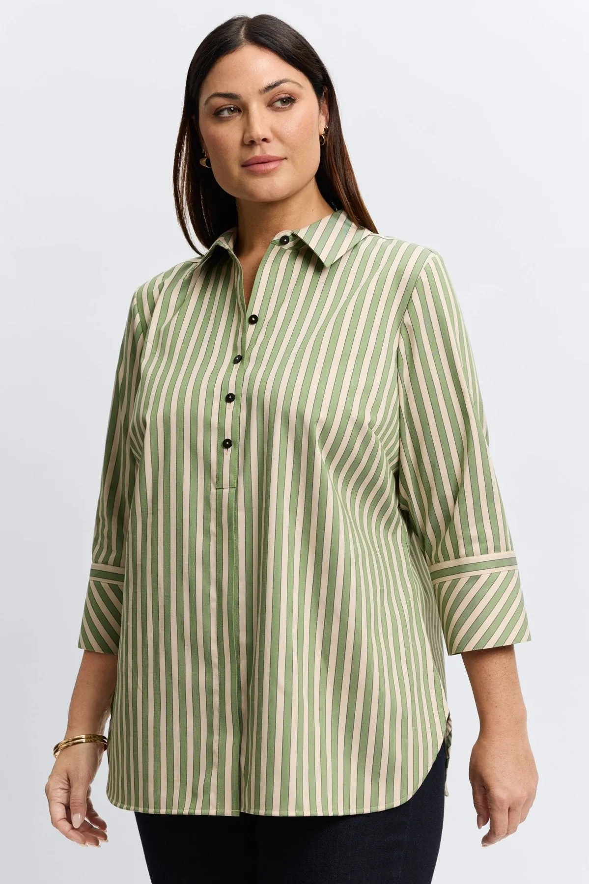 Madison Plus Essential Stretch Striped No Iron Tunic