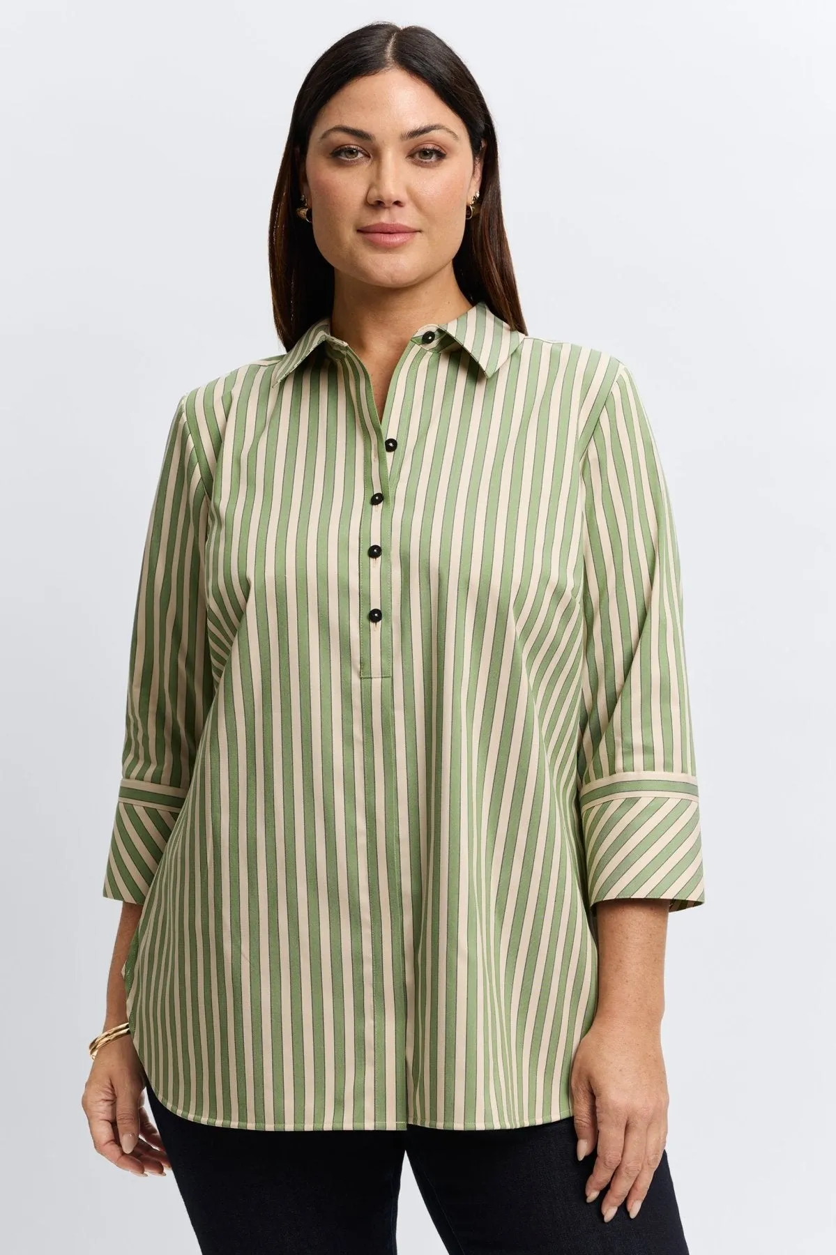 Madison Plus Essential Stretch Striped No Iron Tunic