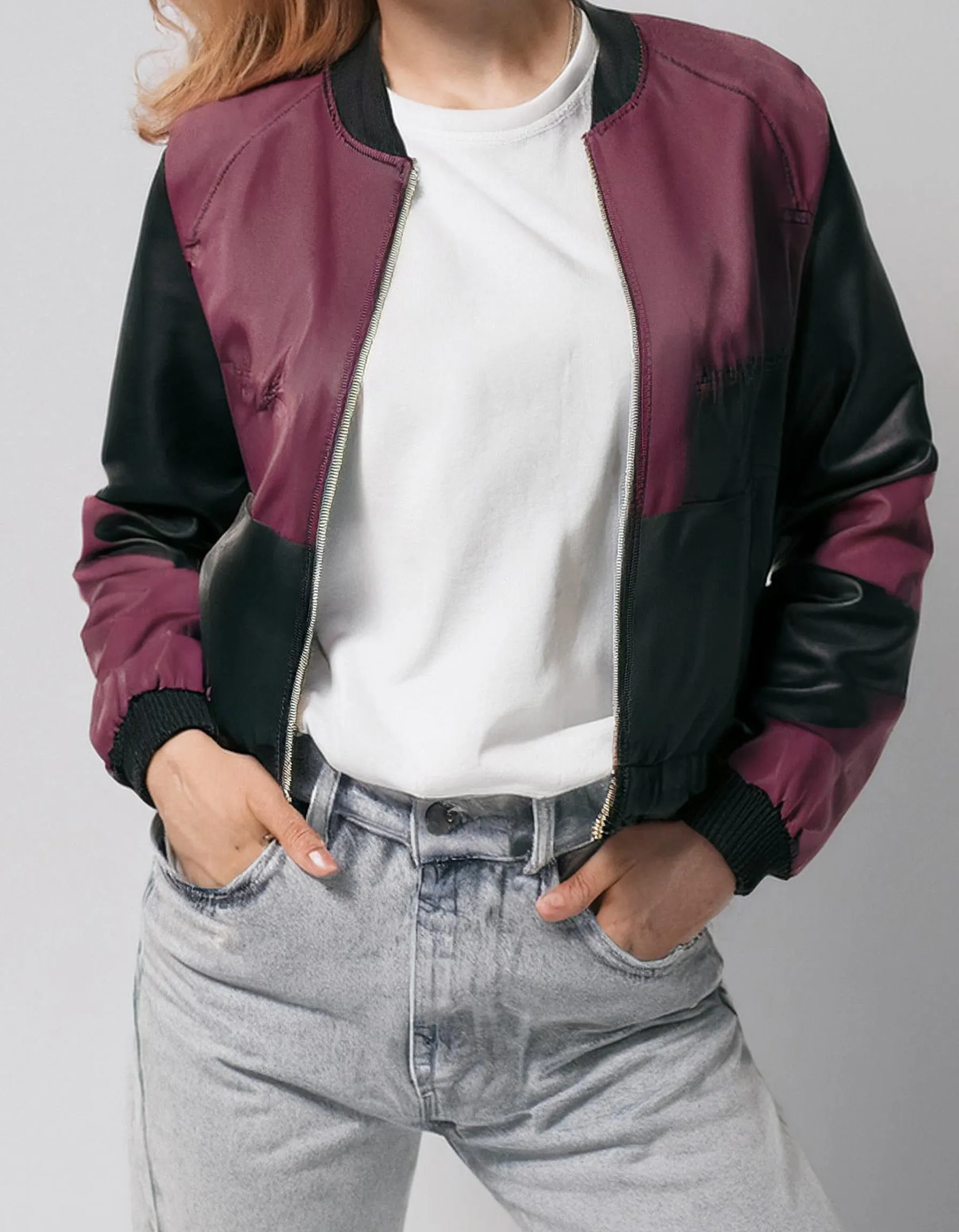 Maroon Accent Bomber Jacket