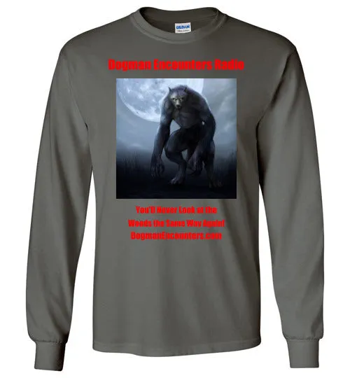 Men's Dogman Encounters Nocturnal Collection Long Sleeve T-Shirt (red font)