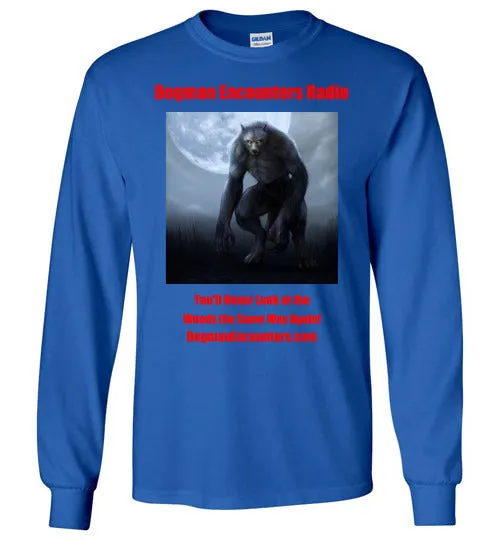 Men's Dogman Encounters Nocturnal Collection Long Sleeve T-Shirt (red font)