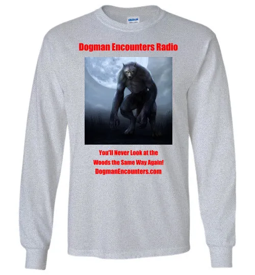 Men's Dogman Encounters Nocturnal Collection Long Sleeve T-Shirt (red font)