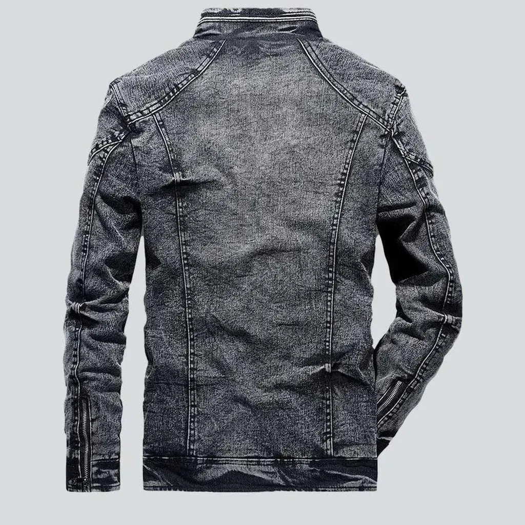 Men's jeans jacket with zippers