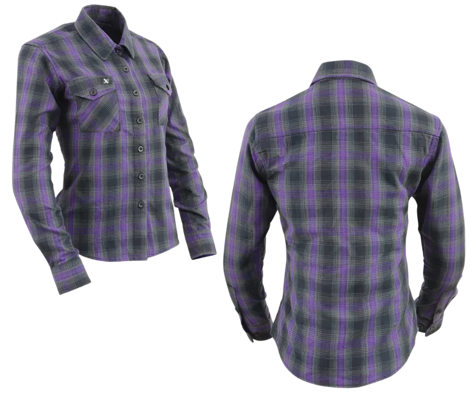 Milwaukee Ladies Black/Purple/Grey Flannel Shirt