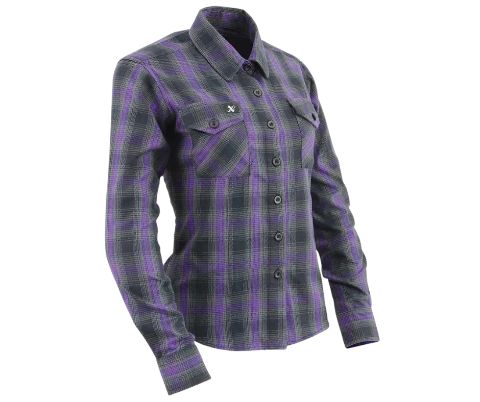 Milwaukee Ladies Black/Purple/Grey Flannel Shirt