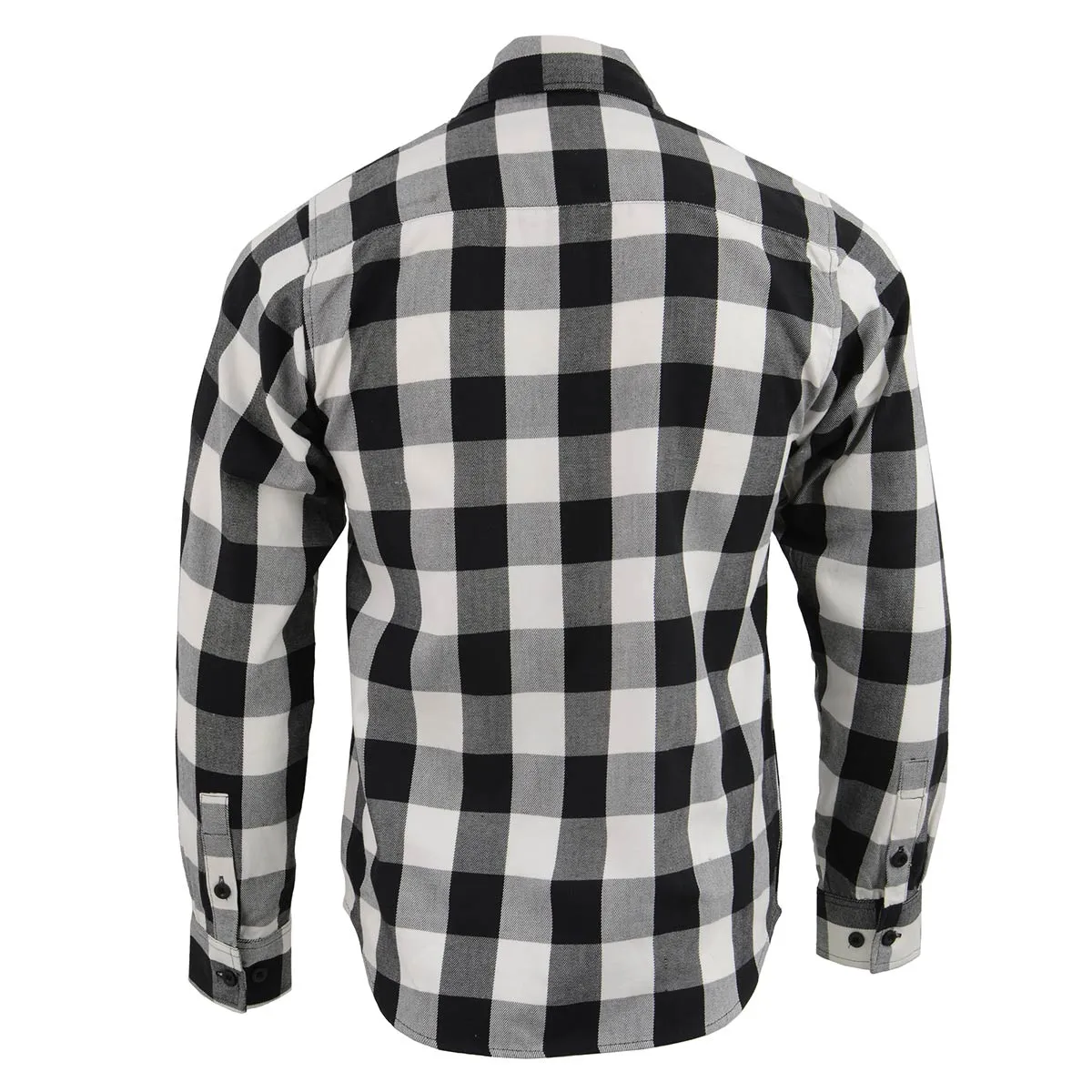 Milwaukee Leather Men's Flannel Plaid Shirt Black and White Long Sleeve Cotton Button Down Shirt MNG11633