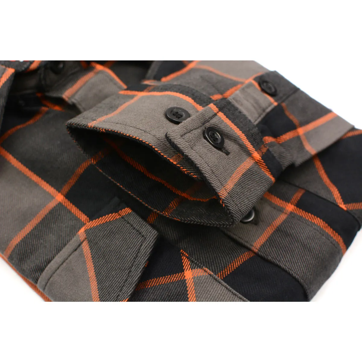 Milwaukee Leather MNG11648 Men's Grey with Brown and Orange Long Sleeve Cotton Flannel Shirt