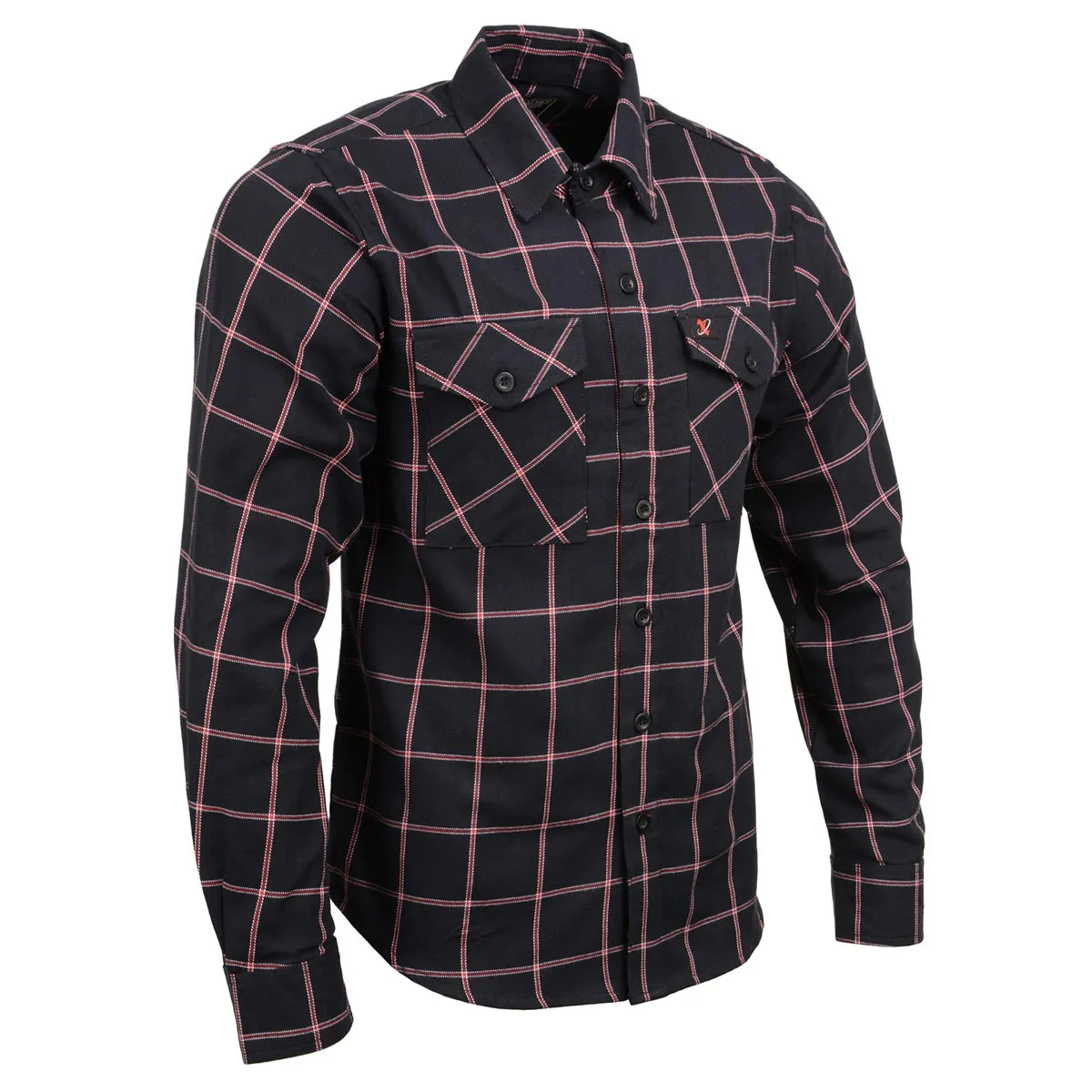 Milwaukee Leather MNG11651 Men's Black and Red Long Sleeve Cotton Flannel Shirt