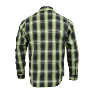 Milwaukee Leather MNG11657 Men's Black and Green with White Long Sleeve Cotton Flannel Shirt