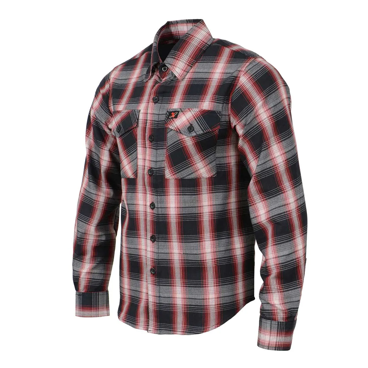 Milwaukee Leather MNG11659 Men's Black and White with Red Long Sleeve Cotton Flannel Shirt