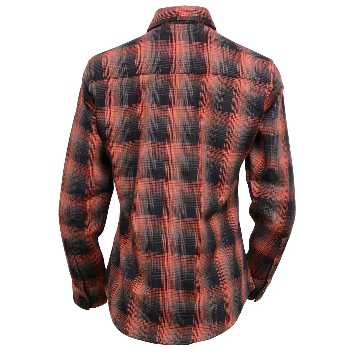 Milwaukee Leather MNG21607 Women's Casual Red and Black Long Sleeve Cotton Casual Flannel Shirt