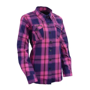 Milwaukee Leather MNG21610 Women's Pink, Blue and Maroon Long Sleeve Cotton Flannel Shirt