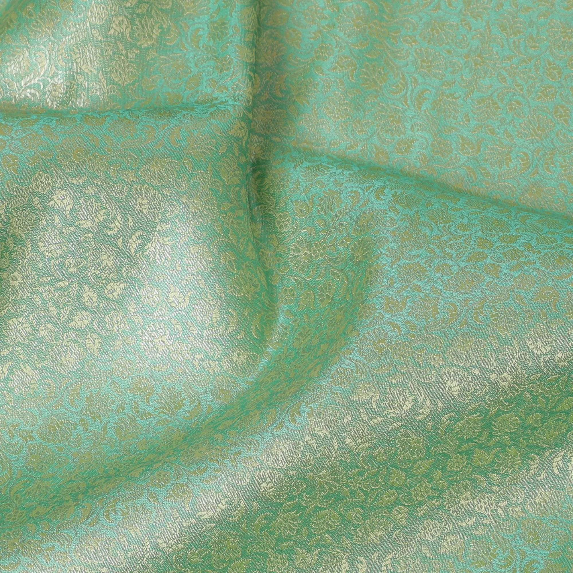 Mint Shimmer Brocade Fabric – Glimmering Elegance for Exquisite Creations-D19036