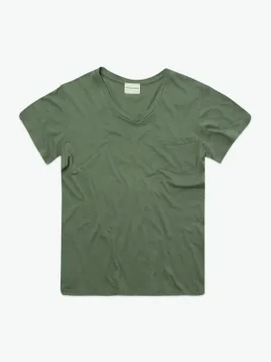 Modal Blend V-neck Pocket T-shirt Forest Green