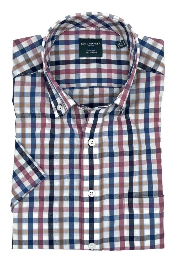 Multi Colored 100% Cotton Gingham Short Sleeve Shirt